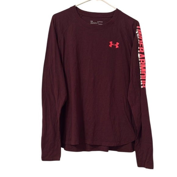 Under Armour Maroon & Pink Graphic Athletic Long Sleeve - Picture 1 of 12